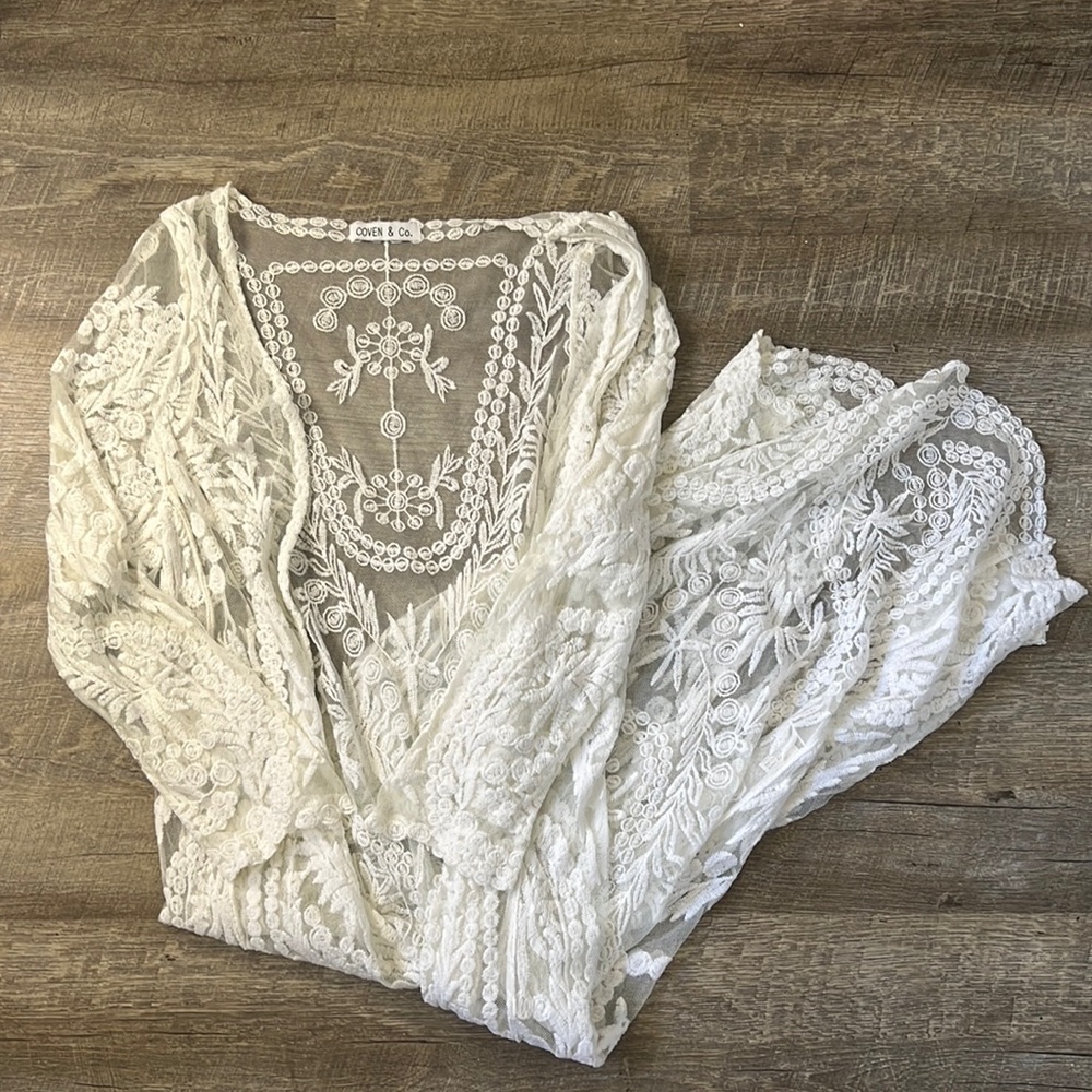 Coven & Co. Lace Boho Kimono OS